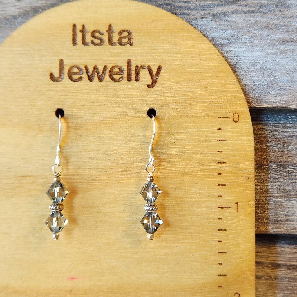 Swarovski Crystals Bicones Handmade Beaded Earrings Sterling Silver Earwires